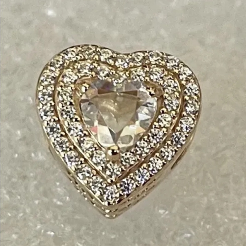 BRAND NEW❗️Pandora 14k Yellow Gold Sparkling Leveled Hearts Charm